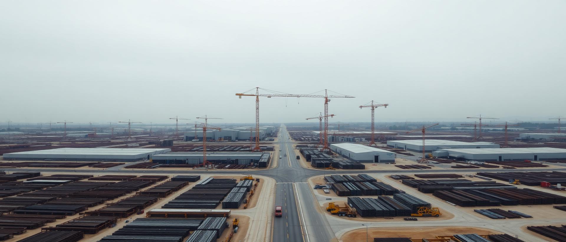 Aerial view of an active construction site