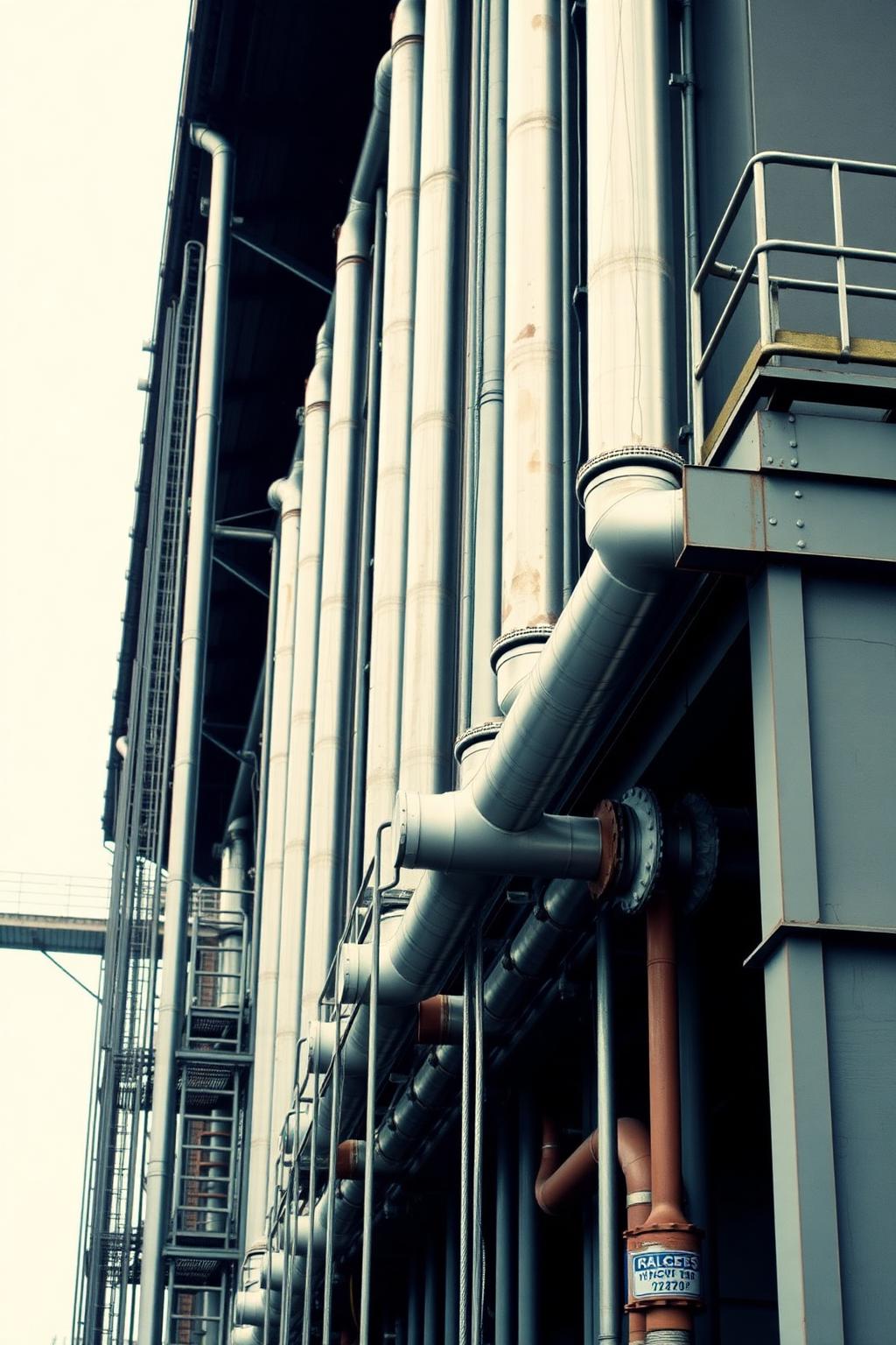 Vertical run of industrial process piping